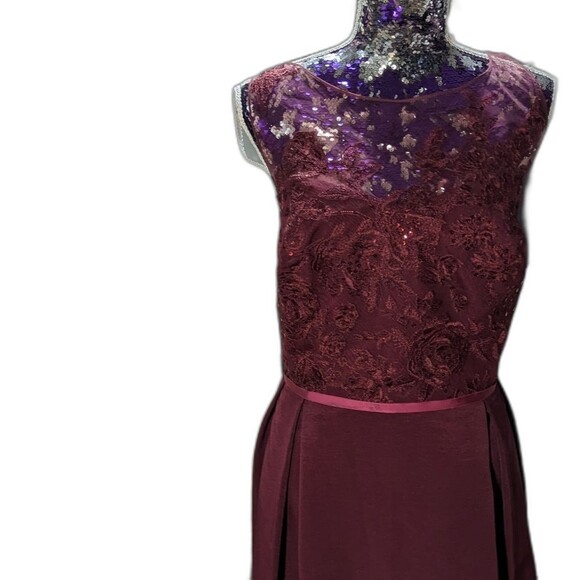 Oleg Cassini Size 20 Red Wine Ball Gown Dress with Pockets - Picture 5 of 7